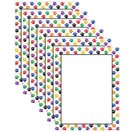 Teacher Created Resources Colorful Paw Prints Computer Paper, 50 Per Pack, PK6 4769